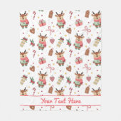 Personalized Reindeer Christmas Fleece Blanket Deken (Voorkant)