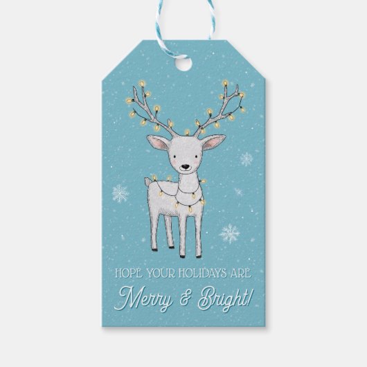 Personalized Reindeer Merry Bright Christmas Cadeaulabel (Voorkant)