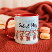 Personalized Reindeer Mug, Cute Christmas Gift, Cu Mok