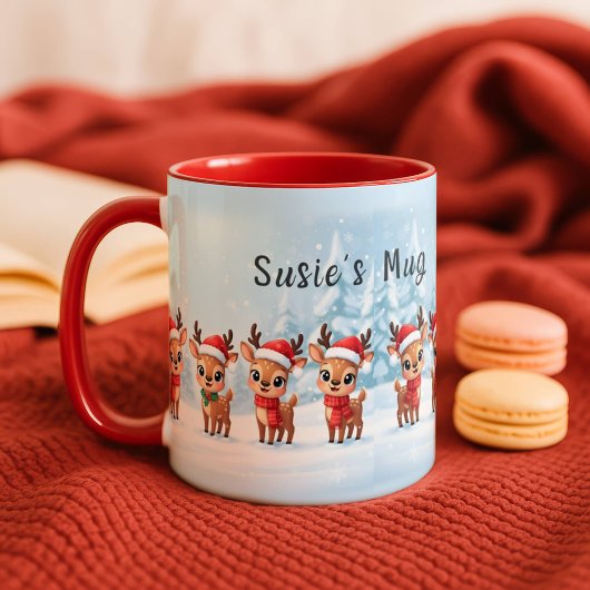 Personalized Reindeer Mug, Cute Christmas Gift, Cu Mok