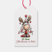Personalized Reindeer “Oh Deer Christmas Is Here” Cadeaulabel (Voorkant)