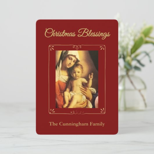 Personalized Religious Christmas Blessings Card Feestdagenkaart (Staand voorkant)