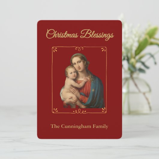 Personalized Religious Christmas Blessings Card Feestdagenkaart (Staand voorkant)