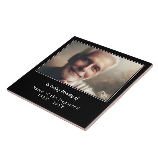 Personalized Remembrance Keepsake Photo Name Dates Tegeltje (Zijkant)