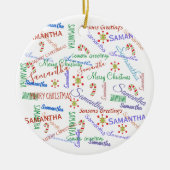 Personalized Repeating Name Christmas Colorful Keramisch Ornament (Voorkant)