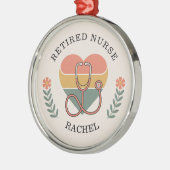 Personalized Retired Nurse Retro Heart Metalen Ornament (Links)