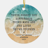 Personalized Retirement Modern Blue Ocean Beach Keramisch Ornament (Voorkant)