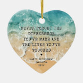 Personalized Retirement Modern Blue Ocean Beach Keramisch Ornament (Voorkant)