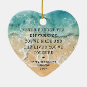 Personalized Retirement Modern Blue Ocean Beach Keramisch Ornament (Achterkant)