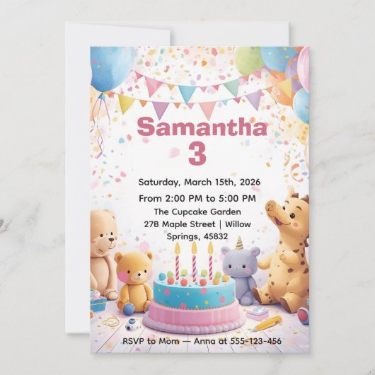 Personalized Retro Birthday Invitation Kaart (Voorkant)