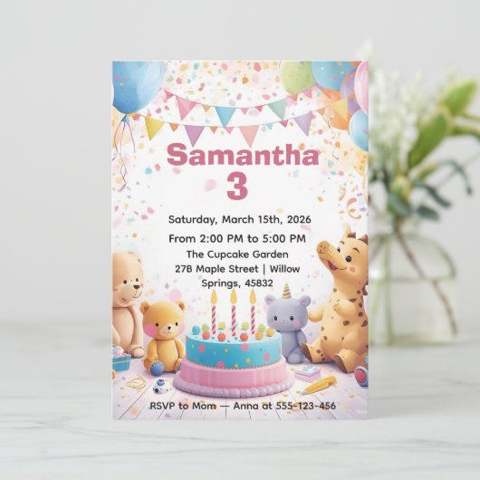 Personalized Retro Birthday Invitation  Kaart (Staand voorkant)