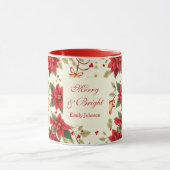 Personalized Retro Christmas Floral   Mok (Midden)