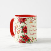 Personalized Retro Christmas Floral   Mok (Voorkant links)