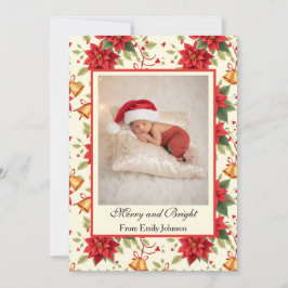 Personalized Retro Christmas Floral Stationery Feestdagenkaart