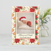Personalized Retro Christmas Floral Stationery Feestdagenkaart (Staand voorkant)