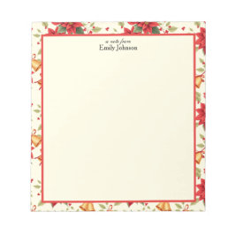 Personalized Retro Christmas Floral Stationery Notitieblok