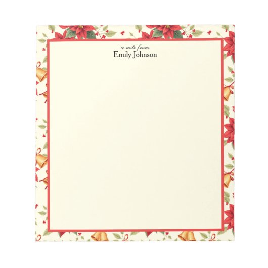 Personalized Retro Christmas Floral Stationery  Notitieblok (Voorkant)