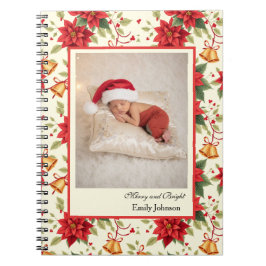 Personalized Retro Christmas Floral Stationery Notitieboek