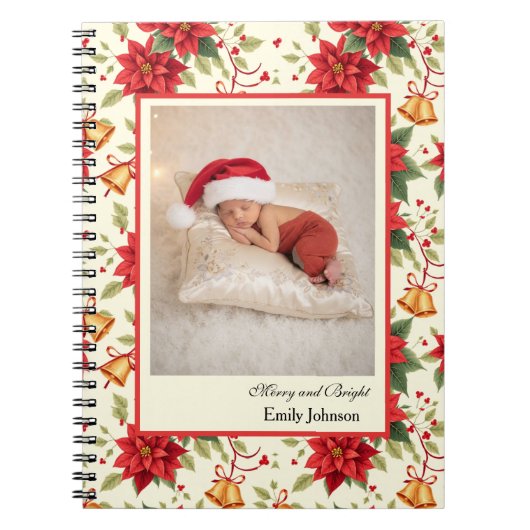 Personalized Retro Christmas Floral Stationery  Notitieboek (Voorkant)