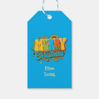 Personalized Retro Christmas Groovy Name  Cadeaulabel