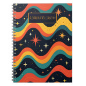 Personalized Retro Cosmic Waves Notebook Notitieboek (Voorkant)