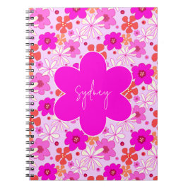 Personalized Retro Floral Design Journal Notebook Notitieboek