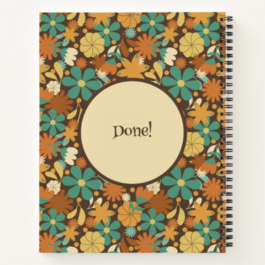 Personalized Retro Flower Power Spiral Journal Notitieboek (Achterkant)