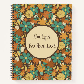 Personalized Retro Flower Power Spiral Journal Notitieboek