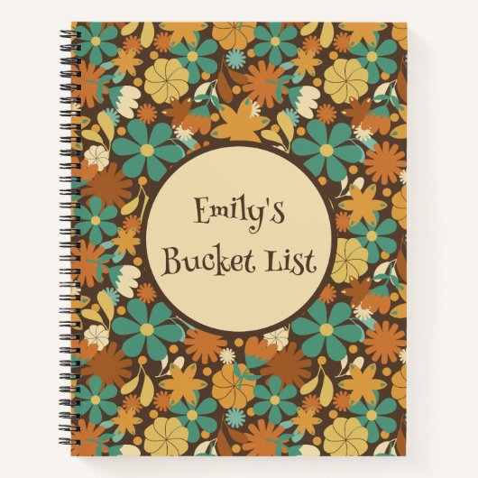 Personalized Retro Flower Power Spiral Journal Notitieboek (Voorkant)