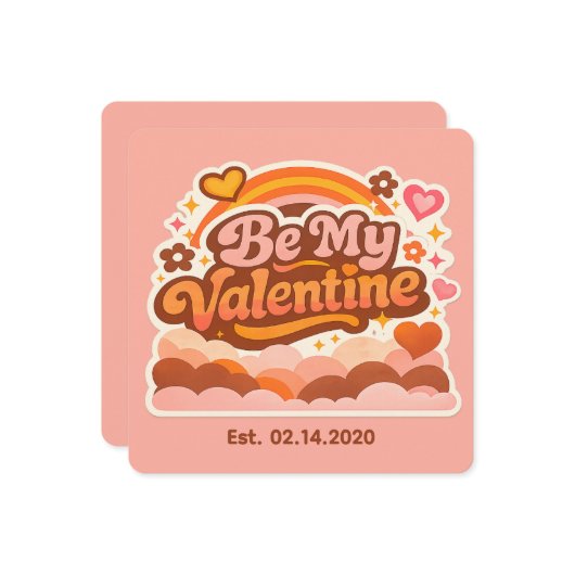 Personalized Retro Groovy Love Editable Date & Mes Kaart (Voorkant / Achterkant in situ)