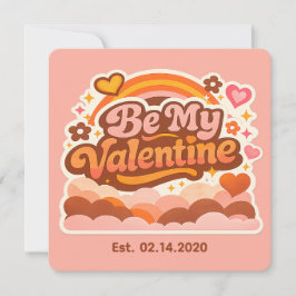 Personalized Retro Groovy Love Editable Date & Mes Kaart