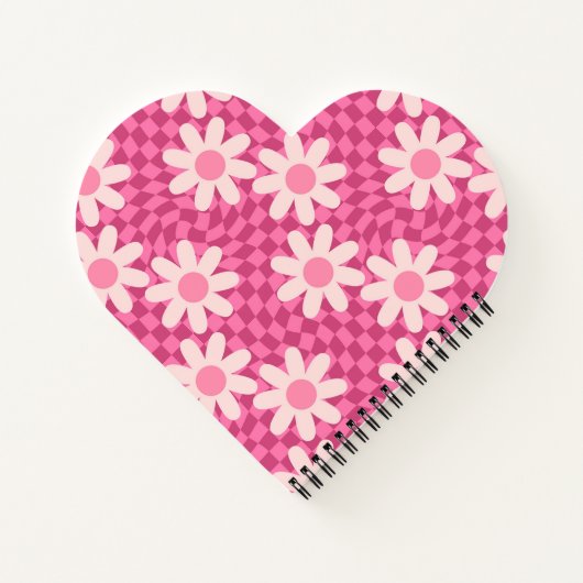 Personalized Retro Groovy Pink Daisy Flower Hippie Notitieboek (Achterkant)