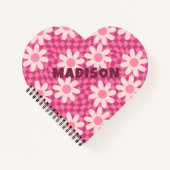 Personalized Retro Groovy Pink Daisy Flower Hippie Notitieboek (Voorkant)