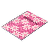 Personalized Retro Groovy Pink Daisy Flower Hippie Notitieboek (Linkerzijde)