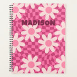 Personalized Retro Groovy Pink Daisy Flower Hippie Planner<br><div class="desc">Plan your days in cheerful flower-power style with this personalized retro groovy pink daisy flower planner. Designed with a fun hippie-inspired floral pattern and soft pink daisy blooms, this custom name planner brings a nostalgic 70s retro vibe to everyday organization. Personalize the cover with a name to create a one-of-a-kind...</div>