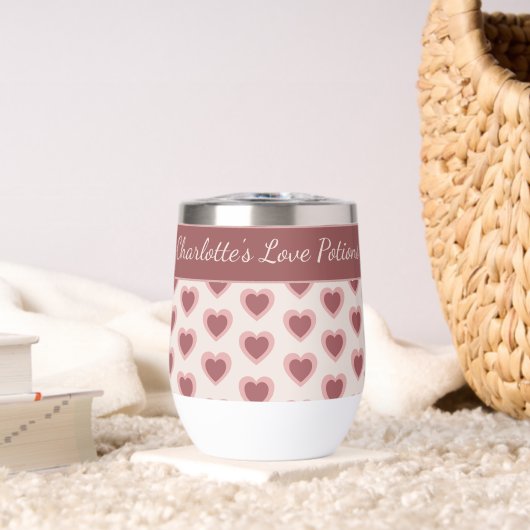 Personalized Retro Hearts Pink Burgundy (Woonkamer (Gedraaid)  )