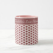 Personalized Retro Hearts Pink Burgundy Mok (Midden)