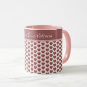 Personalized Retro Hearts Pink Burgundy Mok (Voorkant rechts)