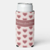 Personalized Retro Hearts Pink Burgundy Seltzer Blikjeskoeler (Seltzer Voorkant)