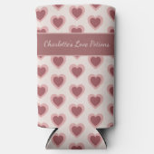Personalized Retro Hearts Pink Burgundy Seltzer Blikjeskoeler (Voorkant)