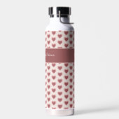 Personalized Retro Hearts Pink Burgundy Waterfles (Links)