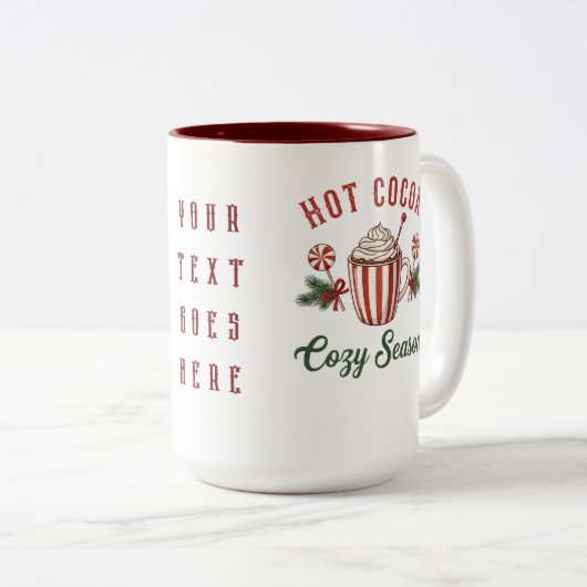 Personalized Retro Hot Cocoa Cozy Season Tweekleurige Koffiemok (Voorkant rechts)