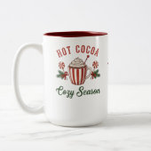 Personalized Retro Hot Cocoa Cozy Season Tweekleurige Koffiemok (Links)