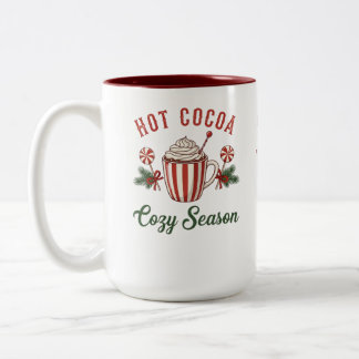 Personalized Retro Hot Cocoa Cozy Season Tweekleurige Koffiemok