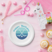 Personalized Retro Ice Hockey Birthday  Papieren Bordje (Feest)