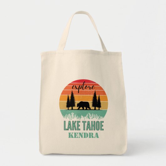 Personalized Retro Lake Tahoe California Bear  Tote Bag (Voorkant)