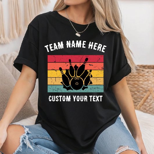 Personalized Retro Matching Bowling Team Bowler T-shirt