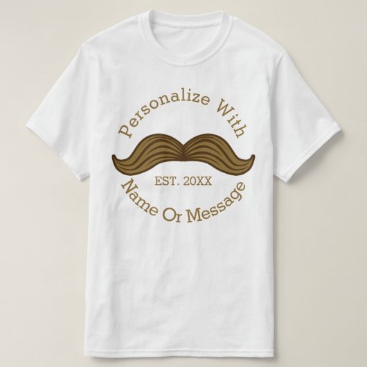 PERSONALIZED Retro Mustache T-shirt (Design voorkant)