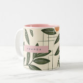 Personalized Retro Orange Flower Style Tweekleurige Koffiemok (Voorkant links)