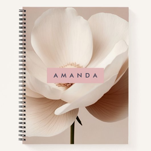 Personalized Retro Peach and Pink Floral Style Notitieboek (Voorkant)